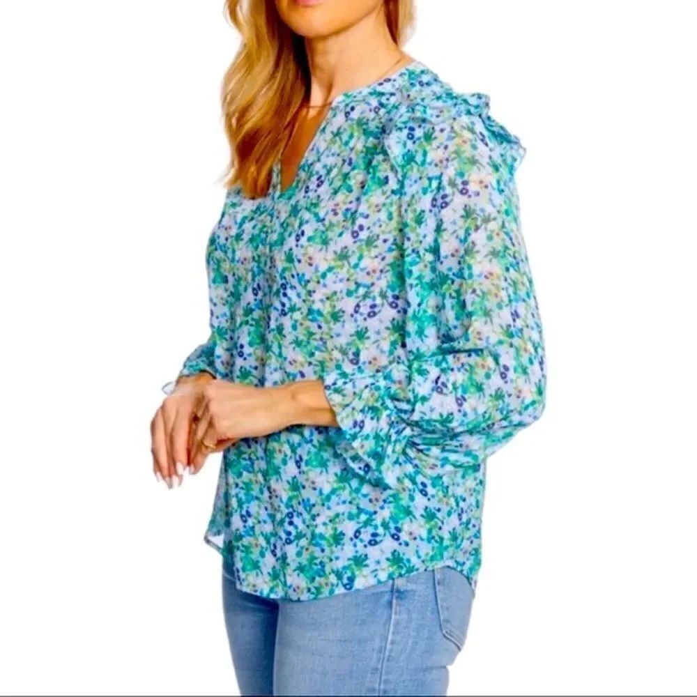 Cooper & Ella Women's Ruffle Sleeve Popover Blouse